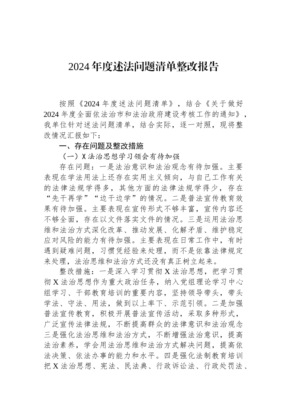 2024年度述法问题清单整改报告.docx_第1页